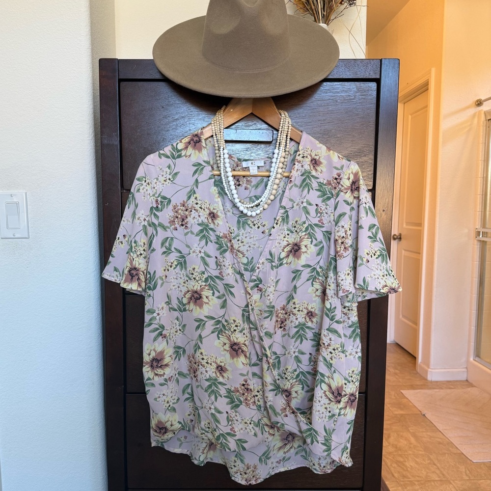 Charming Charlie Lavender Floral Blouse